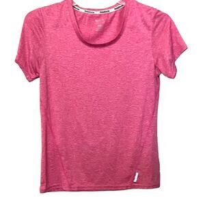 REEBOK ACTIVEWEAR SHORT SLEEVE T-SHIRT, WOMENS, M, PINK FORM FITTED, ROUND NECK